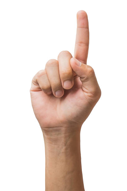클리핑 경로와 흰색 배경에 고립 된 사람의 손의 다양 한 제스처와 기호. - number 1 human hand sign index finger 뉴스 사진 이미지