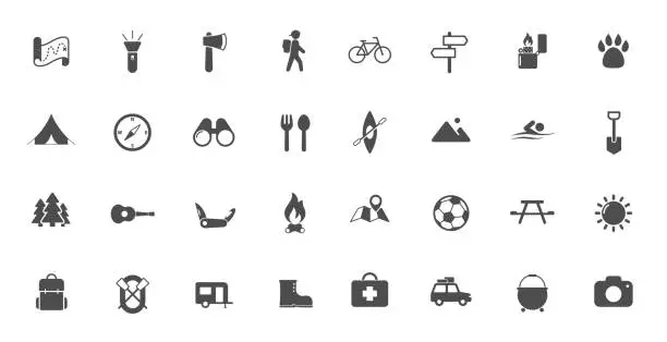 Vector illustration of camping flat icons