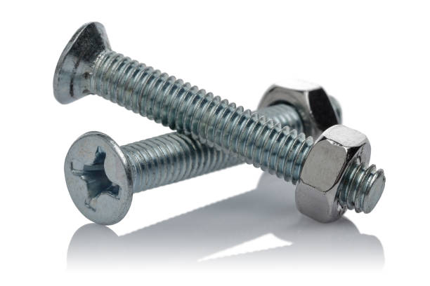istock Steel screw and nut isolated on white 1145621714
