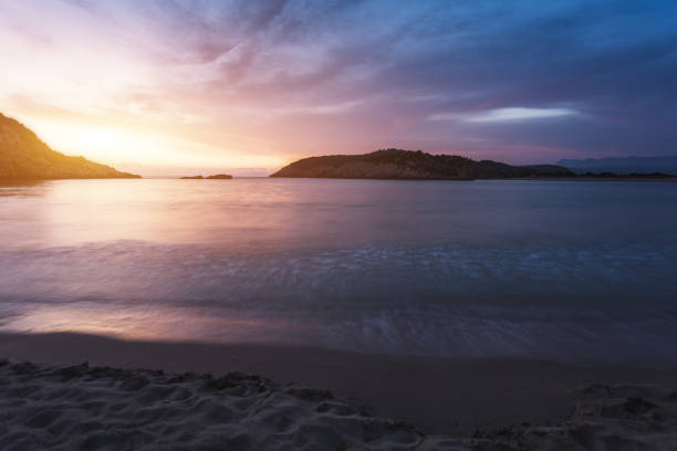 Beautiful sunset over sea. Peloponnese.