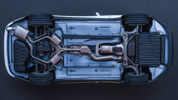 inverted car on a black background. - shiny chrome car vehicle door imagens e fotografias de stock