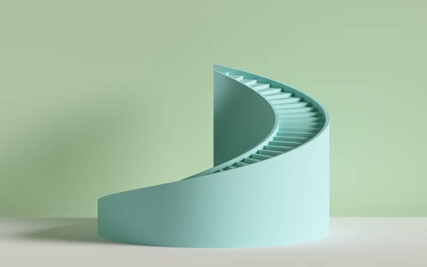 istock 3d render, spiral stairs, steps, cylinder, abstract background in pastel colors, minimal scene 1145626192