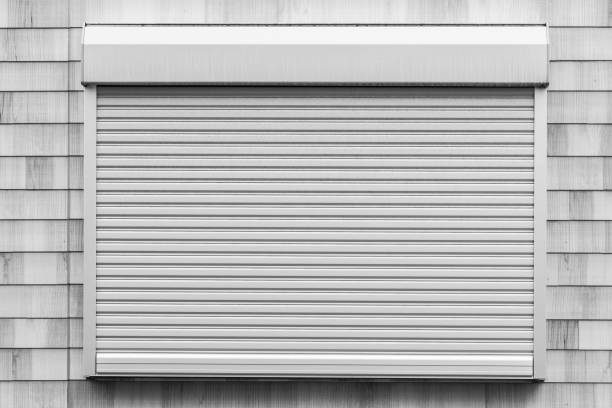 istock Aluminum window roll in the building wall 1145628134