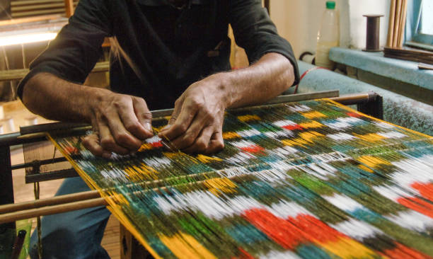 istock production and weaving of carpets and fabrics 1145629287