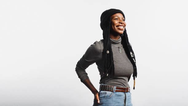istock Smiling african female with long dreadlocks 1145630898
