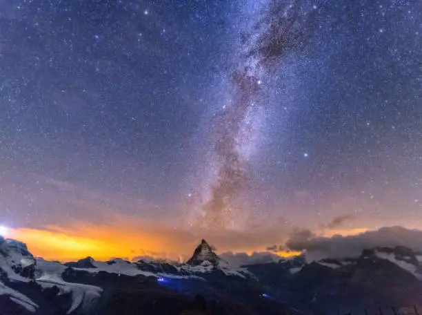 Milky way Matterhorn , Zermatt , Switzerland.