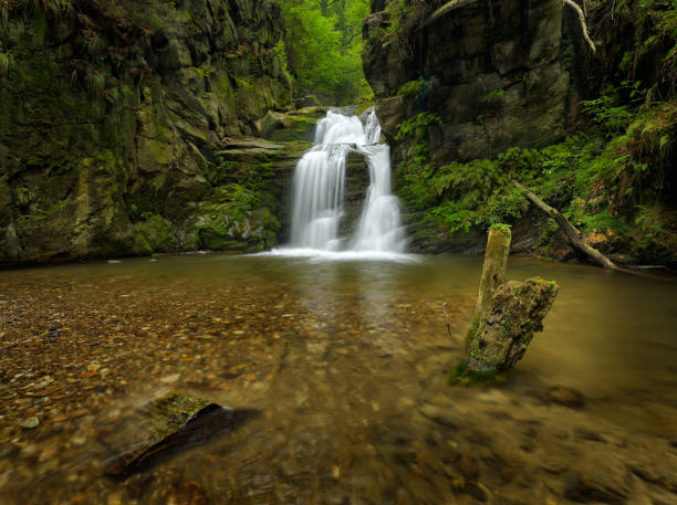 Panorama of Resov waterfall, Jeseniky, Czech Republic