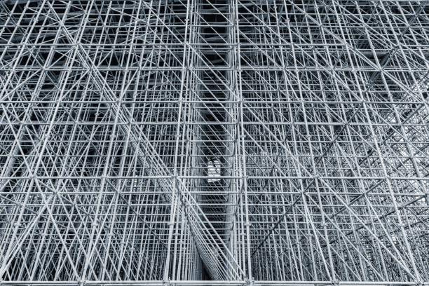 Abstract Intricate Geometric Triangular metal truss frame background