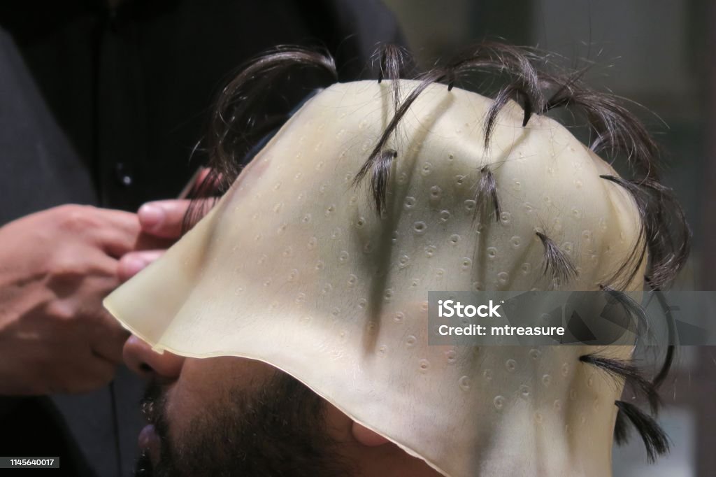 Image Of Indian Man In Hair Salon Wearing Hair Highlighting Cap Hair  Stylist Delhi India Stock Photo - Download Image Now - iStock