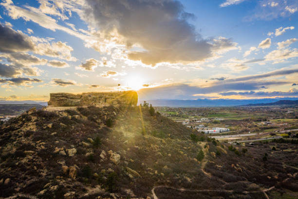 Beautiful evening sunset over Castle Rock park Evening sunset over Castle Rock Colorado, south of Denver. colorado photos stock pictures, royalty-free photos & images