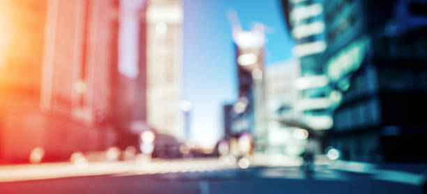 istock Modern city sunrise bokeh background 1145645342