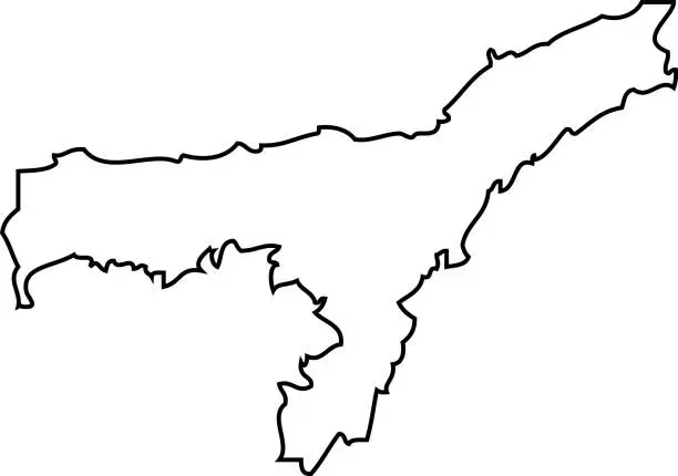 Vector illustration of Assam. Map of region India.