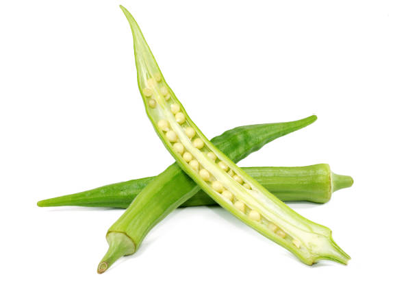 istock Fresh okra cut out with isolated background 1145647593