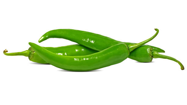 istock Green chili pepper cut out on white background 1145647628