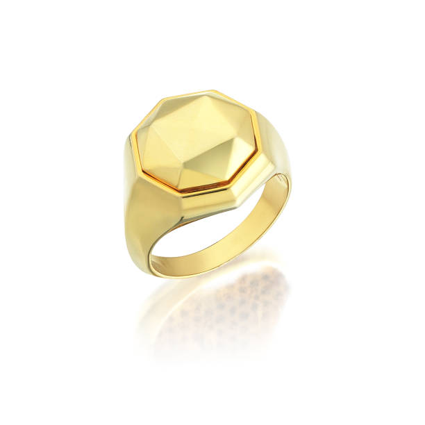 istock Octagon Silver Silver Gold Rose Men & Women Ring 1145648915
