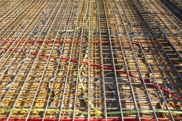 istock foundation of new building with steel construction 1145649944