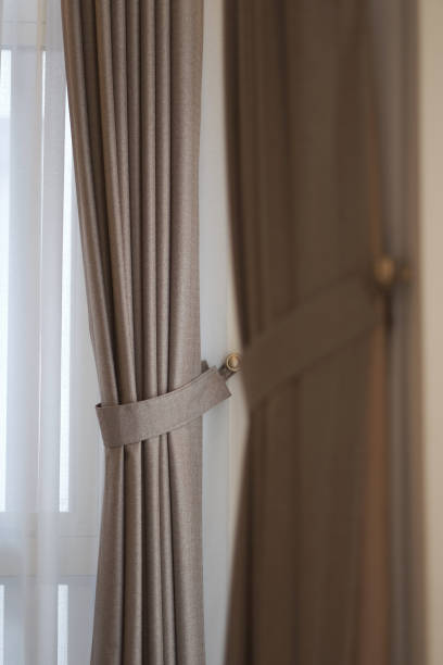 istock The window decoration with light and dark curtains 1145655847