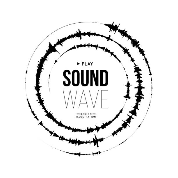 Sound wave spiral form. Vector illustration on white background Sound wave spiral form. Vector illustration isolated on white background radio station logo stock illustrations