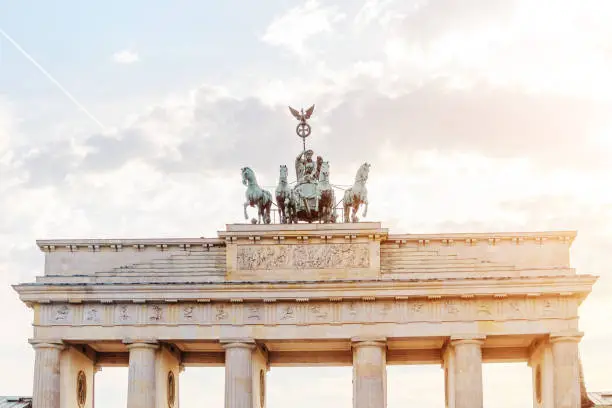 Photo of Closeup statue of the famous landmark in Berlin - the Brandenburger Gate