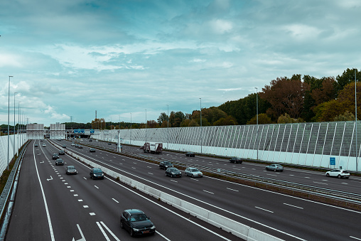 Traffic over the highway, Ring A10, 04/28/2019 Amsterdam the Netherlands