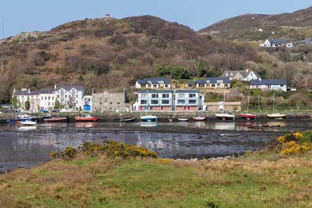 istock Pier with buildings and boat in a low tide Clifden bay 1145673786