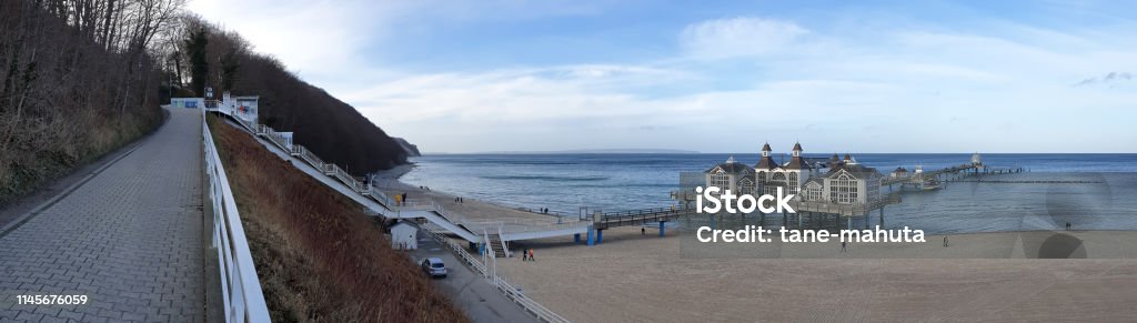 Panoramic view of the Pier of Sellin at the Baltic Coast (Island Rugia, Germany) Sellin - Germany Stock Photo