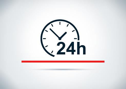 24 hours clock icon isolated on abstract flat background design illustration