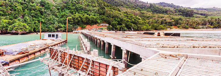 Panorama view of pier under construction, South of Thailand