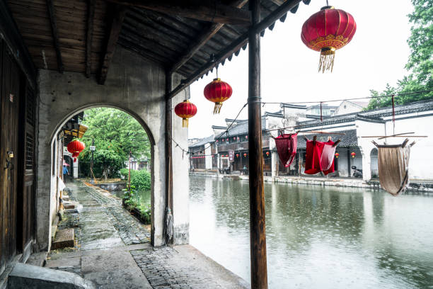 Ancient folk houses along river, Nanxun ancient town, China