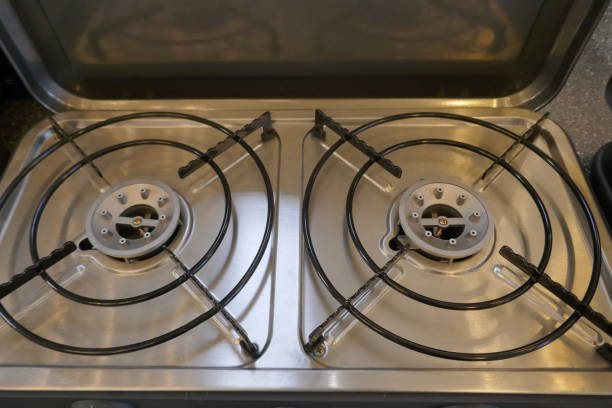 istock Stainless steel gas cooker, 2-flame 1145681239