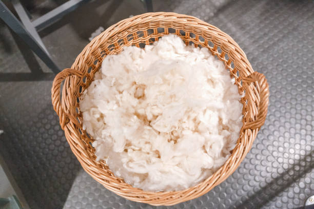 istock Cotton in the basket, fabric and textile industry 1145684187