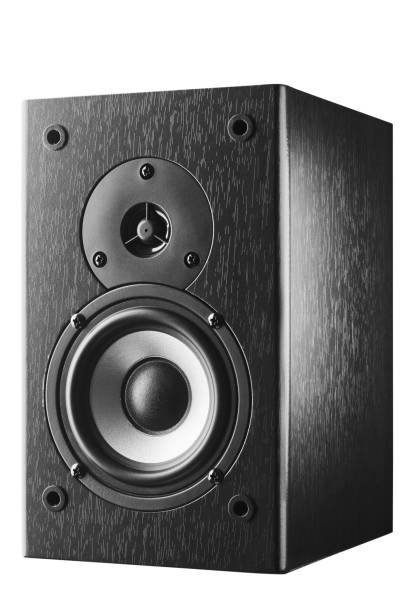 istock Dark color music speakers isolated on white background. 1145688462