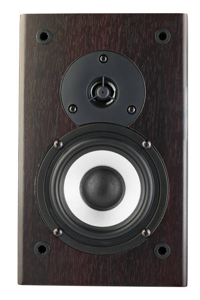 istock Dark color music speakers isolated on white background. 1145688522