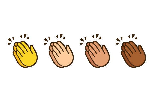 klaskanie ręce emoji zestaw - message communication sign african descent stock illustrations