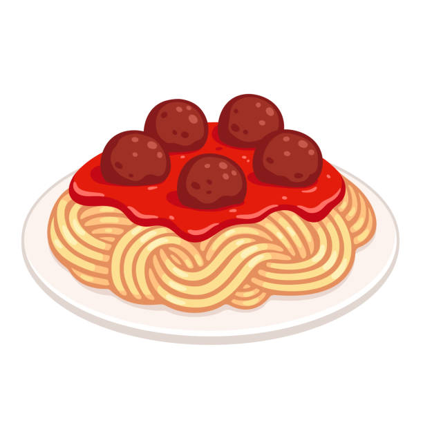 illustrations, cliparts, dessins animés et icônes de spaghetti aux boulettes de viande - spaghetti