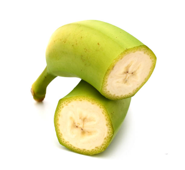 istock fresh cut green banana on white background 1145692748