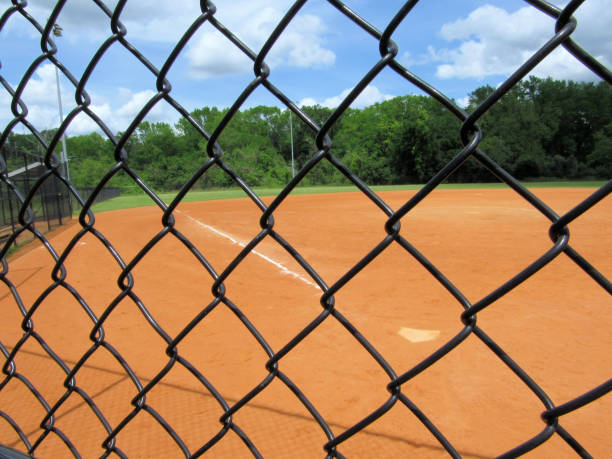 istock Chain link fence at baseball field 1145695913