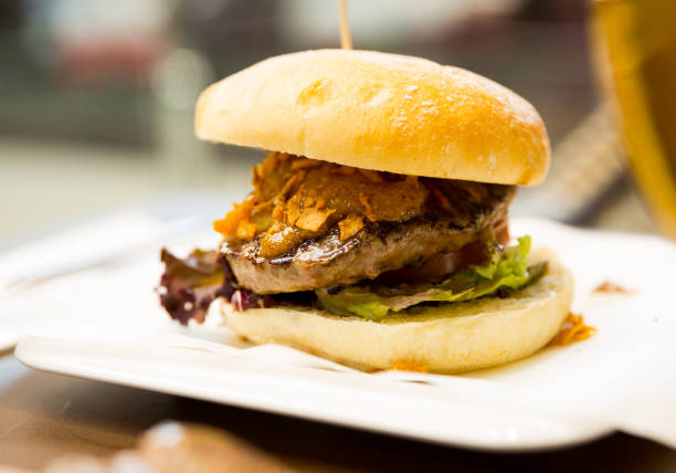 istock Tasty burger served in cafe 1145696962