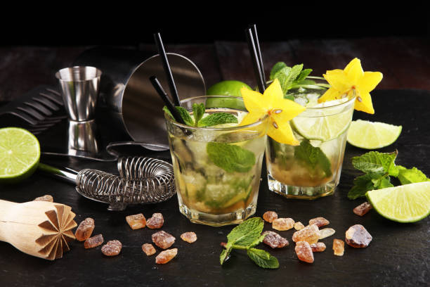 istock Lemon Fruit Lime Caipirinha of Brazil on table 1145699417