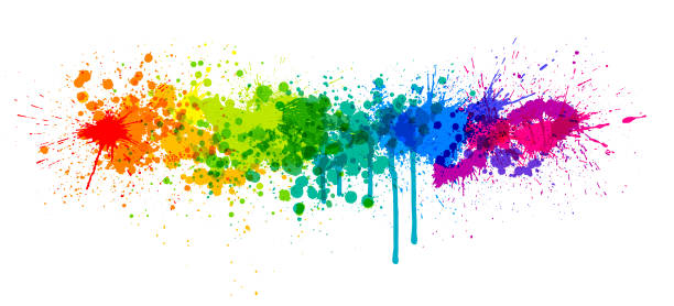 regenbogenfarbe spritzen - watercolour paints watercolor painting backgrounds rainbow stock-grafiken, -clipart, -cartoons und -symbole