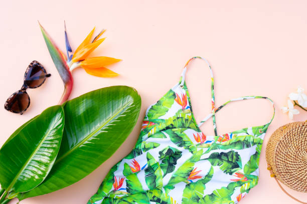 istock Summer flat lay scenery with swimsuit 1145702191