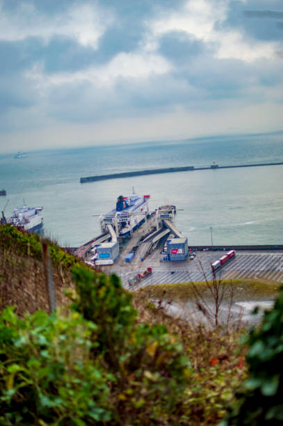 istock Dover port as seen from the white cliffs in uk kent 1145703477