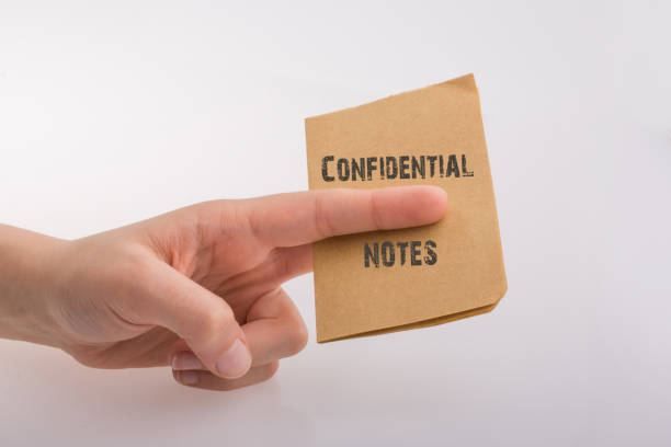 istock Hand holding a brown color paper with text confidental 1145703541