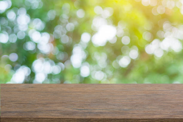 istock Empty dark wood table top and blur nature background with copy space for display or montage your products 1145706554