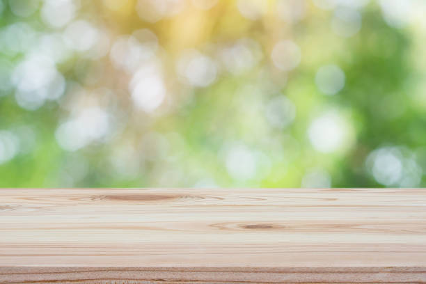 istock Empty wood table top and blur nature background with copy space for display or montage your products 1145706580