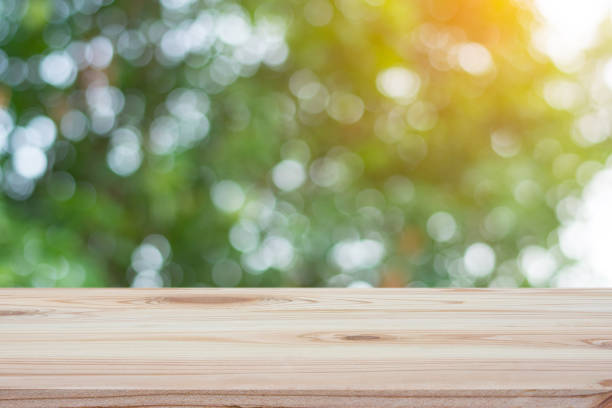 istock Empty wood table top and blur nature background with copy space for display or montage your products 1145706665