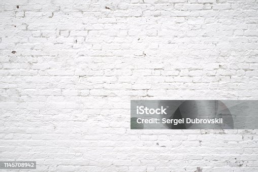 istock Old white brick wall background 1145708942