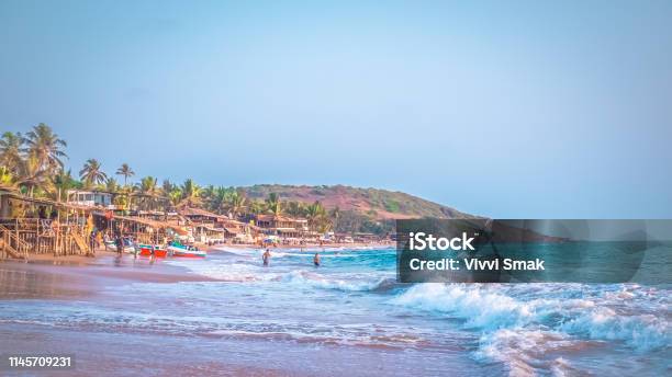Arabian Sea At Sunset In Anjuna Beach North Goa Stock Photo - Download Image Now - Beach, Goa, India