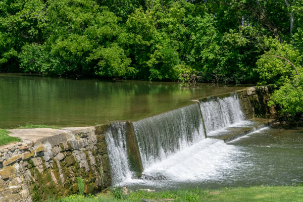 istock Amish Countryside with a Man Made Waterfall by a Mill 1145712508