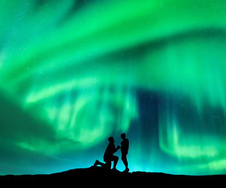 Northern lights (Aurora Borealis) Arctic circle, Hammerfest - Norway.
